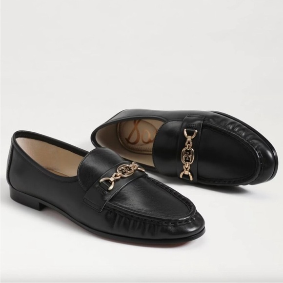 Sam Edelman Black Loafers with Gold Accent - Picture 1 of 15